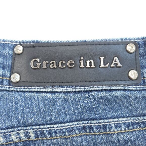 Grace in LA Capri Button Zip Denim Medium Wash Jeans Womens Size 13 Blue - Picture 5 of 9